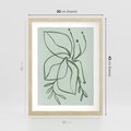 Plakat w ramie 30x40 - Energetyczne Odrodzenie Natury - abstrakcyjne delikatne zielone linie, podobne do gałęzi kwiatów - rama drewno