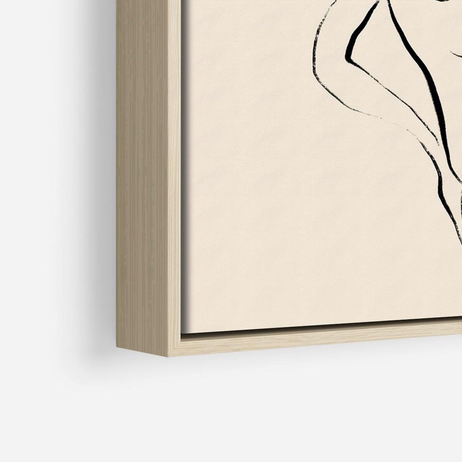 Obraz w ramie 70x50 - Piękno w Minimalizmie - abstrakcyjny rysunek, minimalistyczna kreska - rama drewno