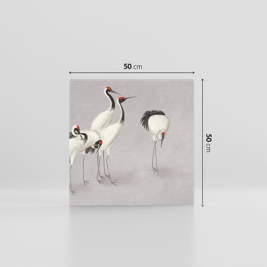 Obraz na płótnie 50x50 - Spojrzenie wstecz w pędzlu - szkic rysunek, japońskie żurawie