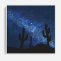 Obraz w ramie 50x50 - Nocne Tajemnice Pustyni - gwieździsta noc, granatowe niebo - rama biała