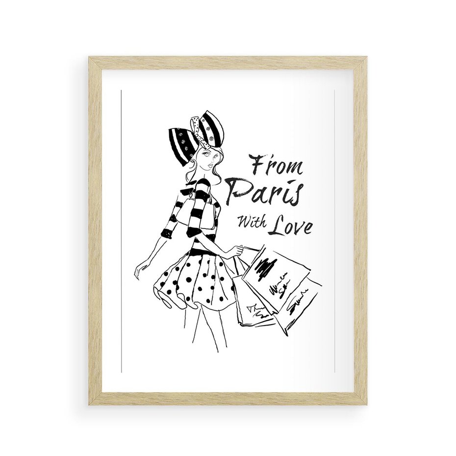 Plakat w ramie 40x50 - Paryż - Miasto Romantycznej Grafiki - Paryż, Paris - rama drewno