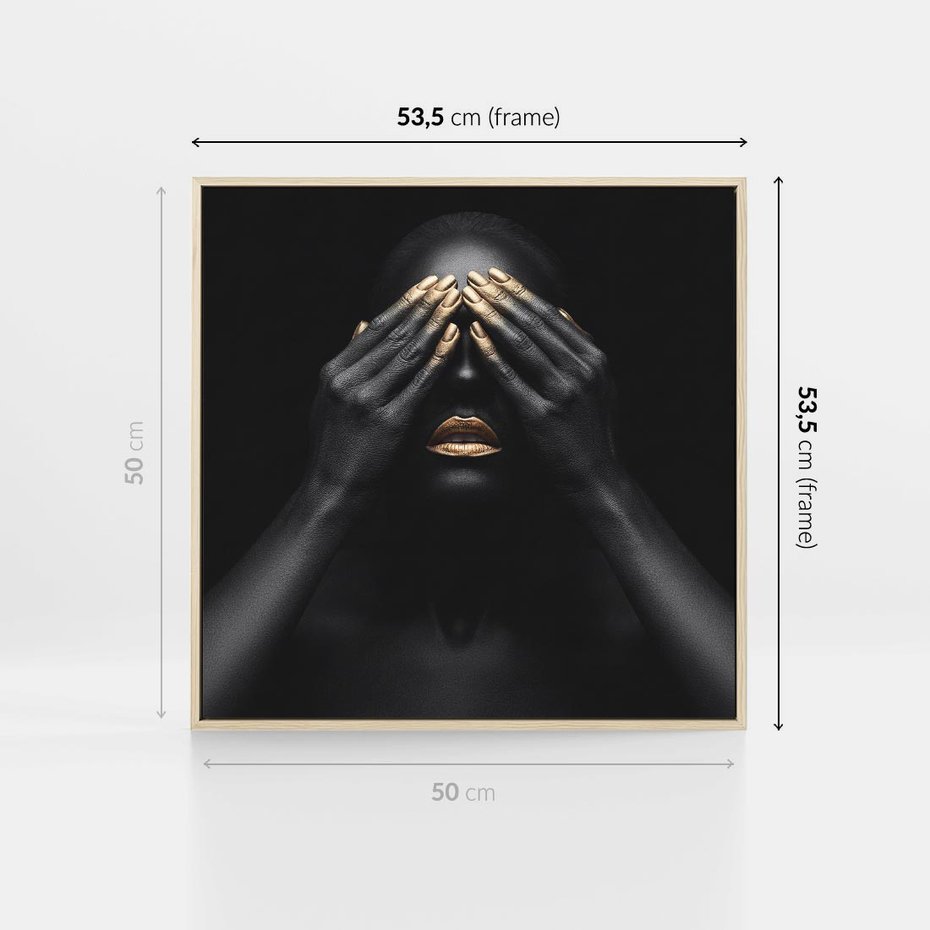 Obraz w ramie 50x50 - Złote Usta wyjątkowa subtelność - złote usta, złote palce - rama drewno