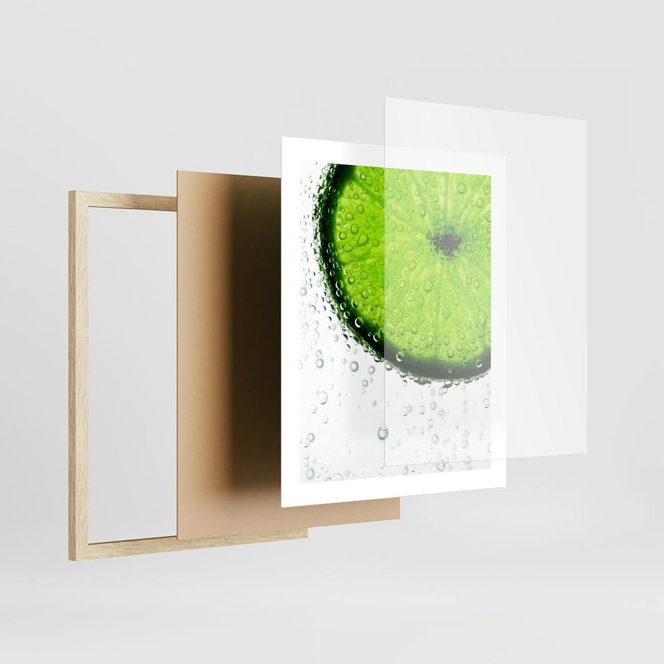 Plakat w ramie 40x50 - Świeżość i kwasowość limonki - limnka, owoce - rama drewno