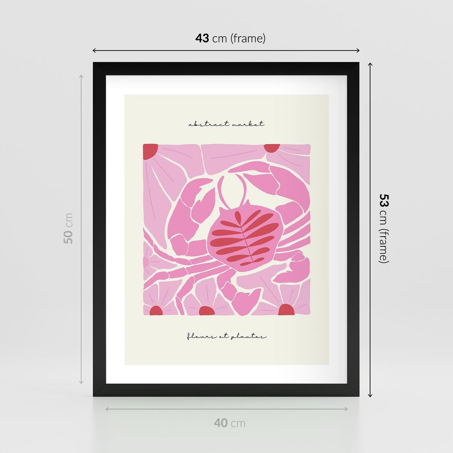 Plakat w ramie 40x50 - Rozświetlone Impresje - abstrakcyjny plakat, krab - rama czarna