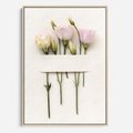 Obraz w ramie 50x70 - Białe kwiatowe uniesienia - białe, kwiaty - rama drewno
