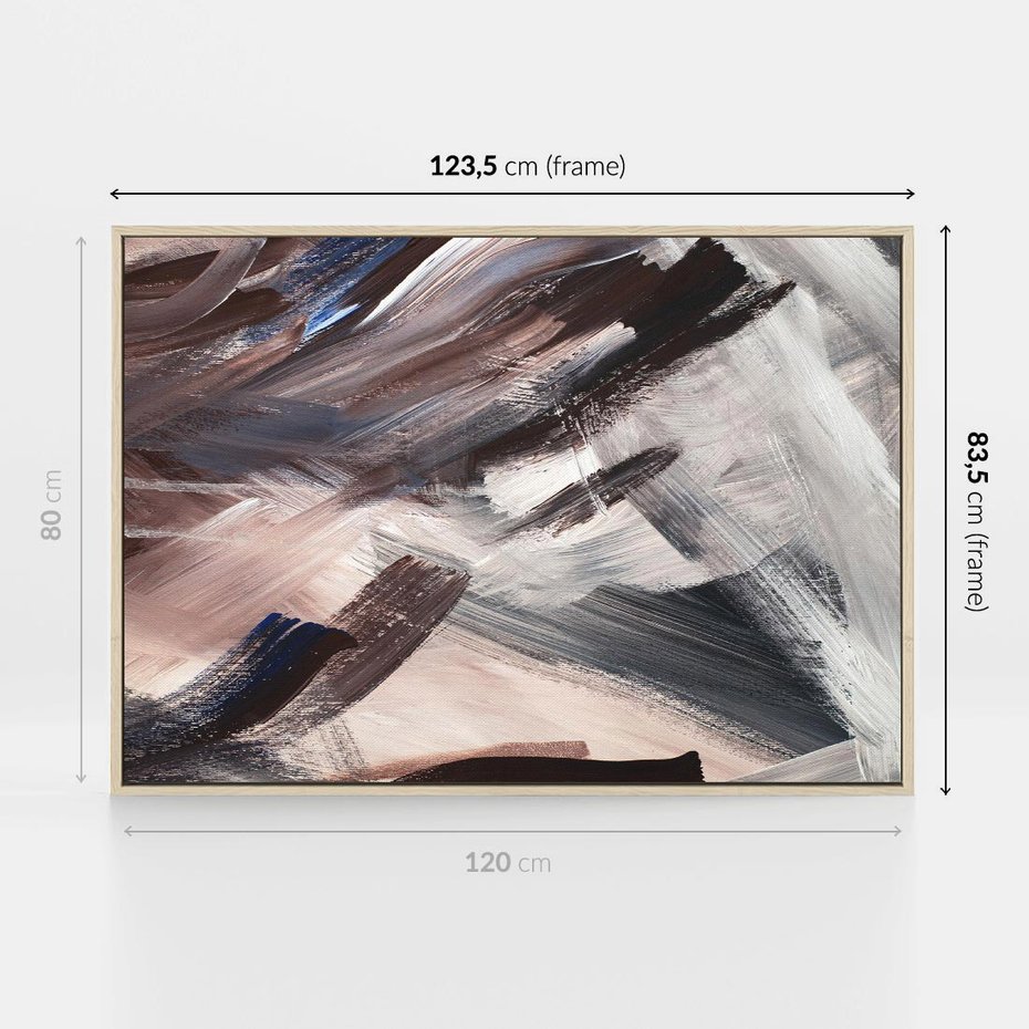 Obraz w ramie 120x80 - Eksploracja Dramaturgii - abstrakcyjny chaos, chatyczne maźnięcia pędzla - rama drewno