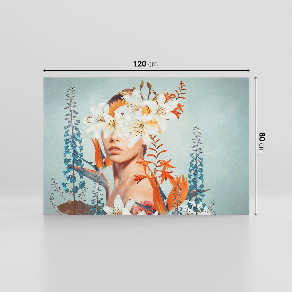 Obraz na płótnie 120x80 - Kwiatowa Enklawa Uroku - kolaż, nierealna kompozycja