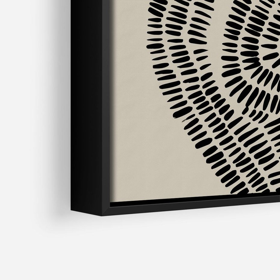 Obraz w ramie 50x50 - Nowoczesne Spektrum Wyobraźni - boho plakat, czarne kropki kreski - rama czarna