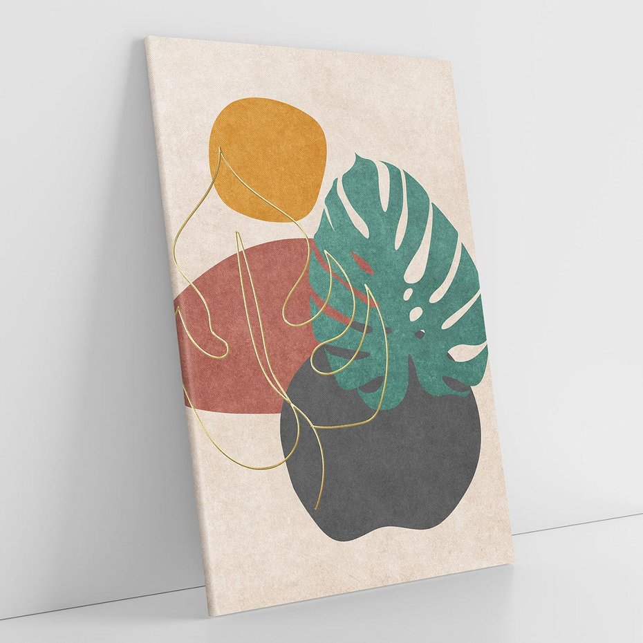 Obraz na płótnie 70x100 - Akwarelowa Magia Liści - grafika, styl mid century