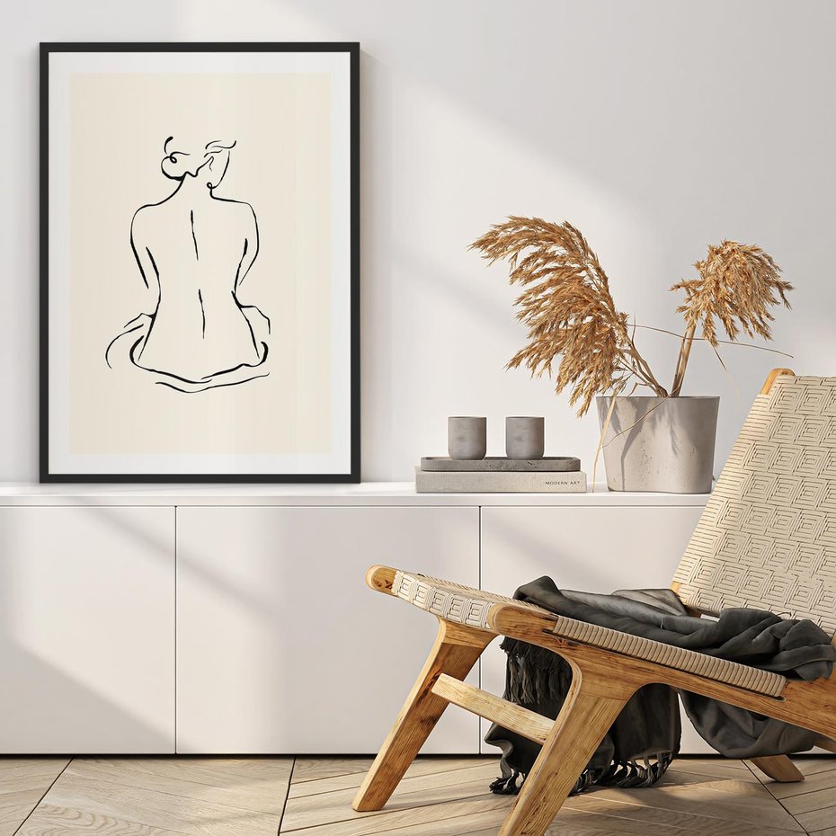 Plakat bez ramy 21x30 - Migotliwa Symfonia - kobieta akt, minimalizm