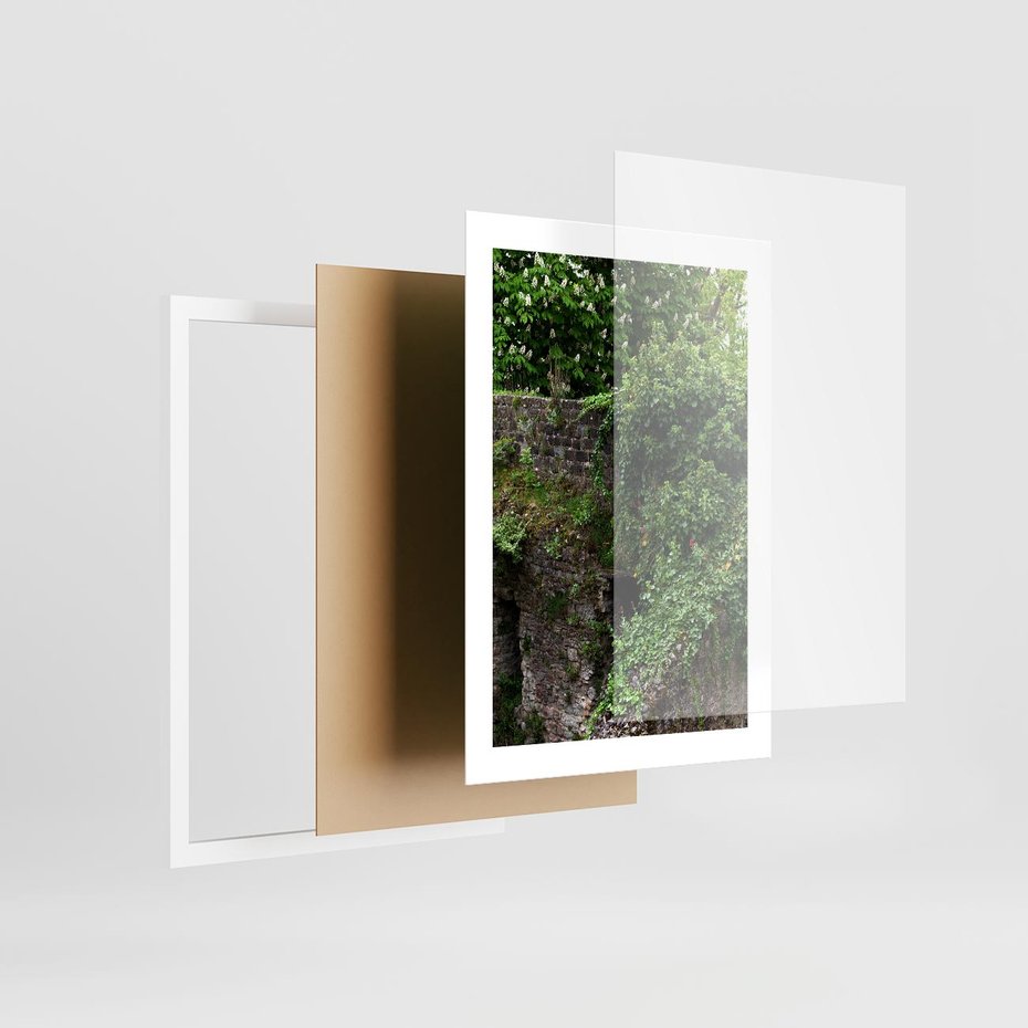 Plakat w ramie 30x40 - Żywiołowa Zieleń - mur, liście - rama biała