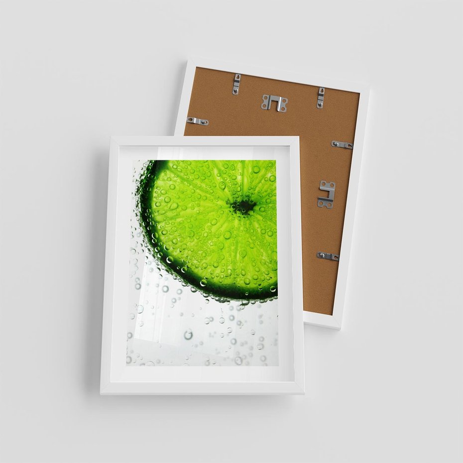 Plakat w ramie 30x40 - Świeżość i kwasowość limonki - limnka, owoce - rama biała