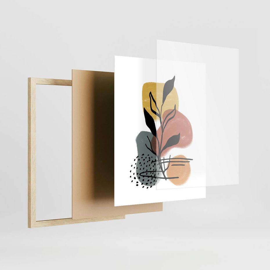 Plakat w ramie 40x50 - Energetyczne Refleksje - abstrakcja, sztuka nowoczesna - rama drewno