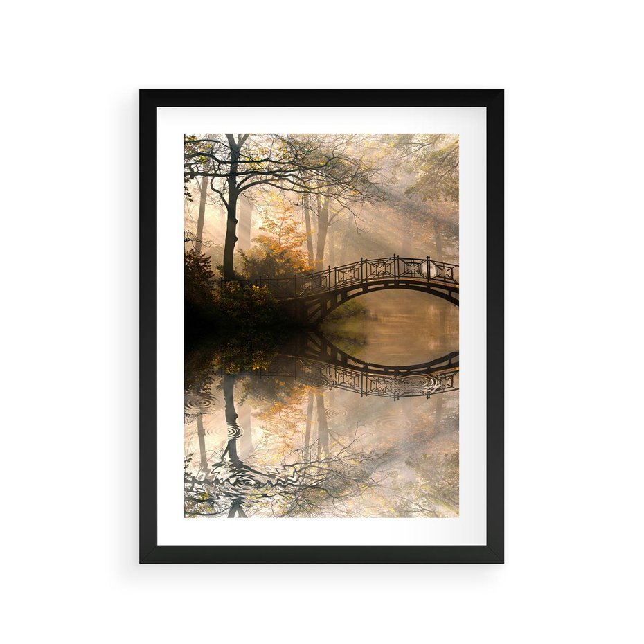 Plakat w ramie 30x40 - Romantyczny Mostek - mostek, romantyczny - rama czarna