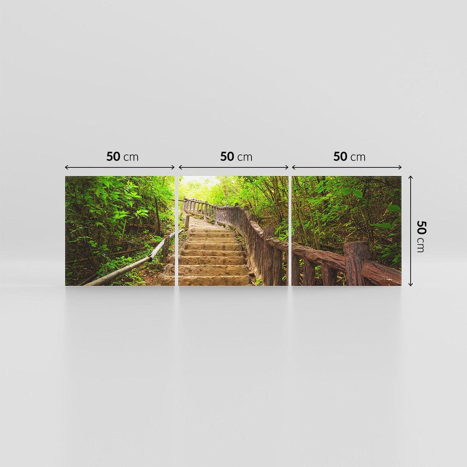Obraz na płótnie 150x50 - Magiczne schody w lesie - schody, las