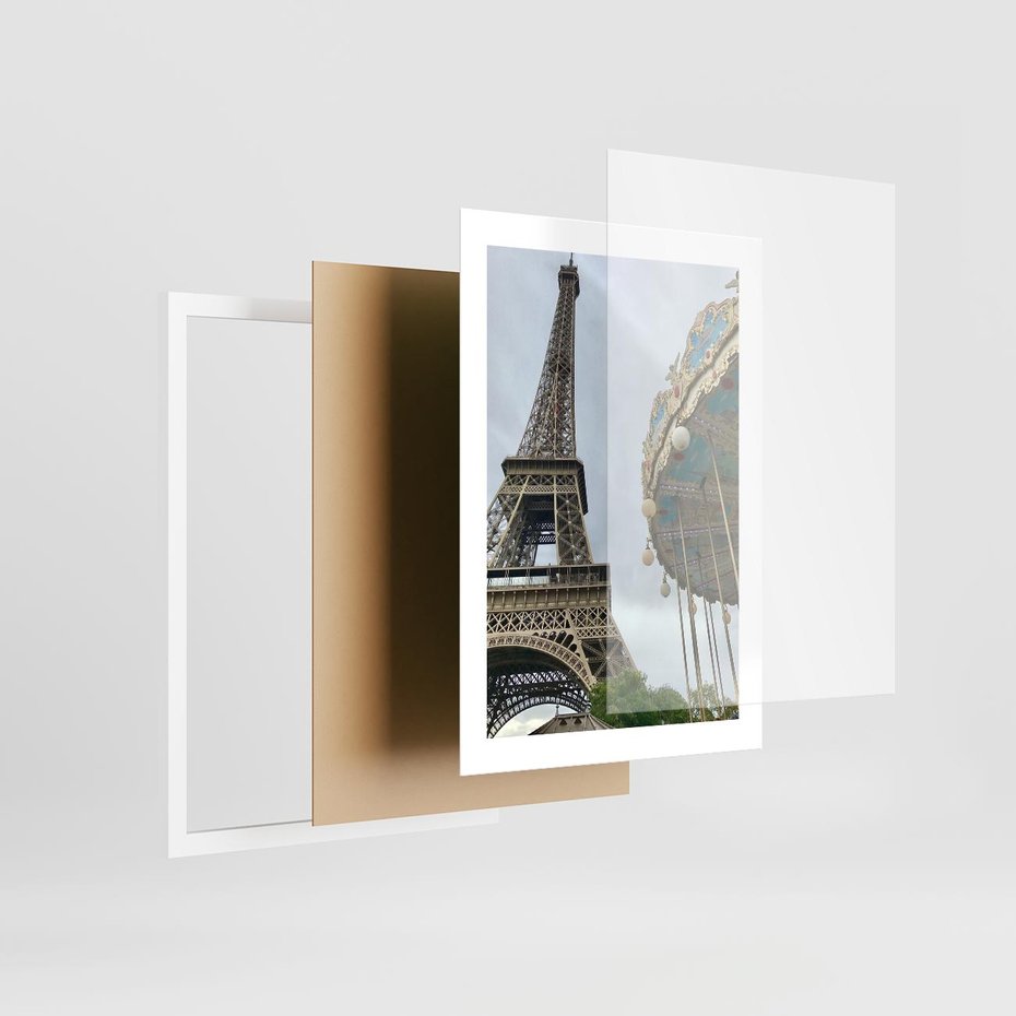 Plakat w ramie 30x40 - Delikatność kolorów - wieża, Eiffla - rama biała