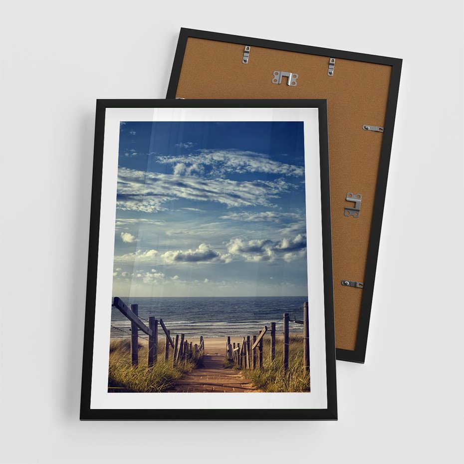 Plakat w ramie 50x70 - Plaża i morze - plaża, morze - rama czarna