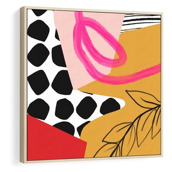 Obraz w ramie 50x50 - Księga Form i Plam - abstrakcyjna kompozycja, różne tekstury - rama drewno