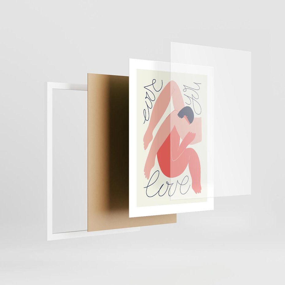 Plakat w ramie 30x40 - Dźwięk ciszy na płótnie - para zakochanych, graficzny obraz - rama biała