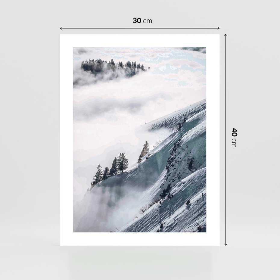 Plakat bez ramy 30x40 - Czystość Natury - ośnieżone szczyty górskie, pejzaż