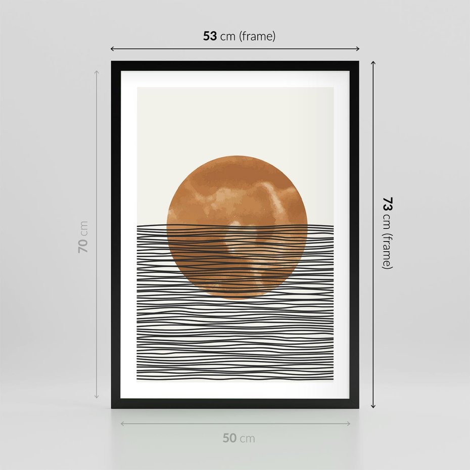 Plakat w ramie 50x70 - Okrąg Mocy - boho obraz, geometria - rama czarna