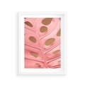 Plakat w ramie 30x40 - Różowy Liść Monstery - różowy liść monstery, nowoczesna fotografia - rama biała