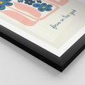 Plakat w ramie 30x40 - Linie kwiatowych marzeń - minimalistyczna kwiatowa kompozycja, pastelowe kolory - rama czarna