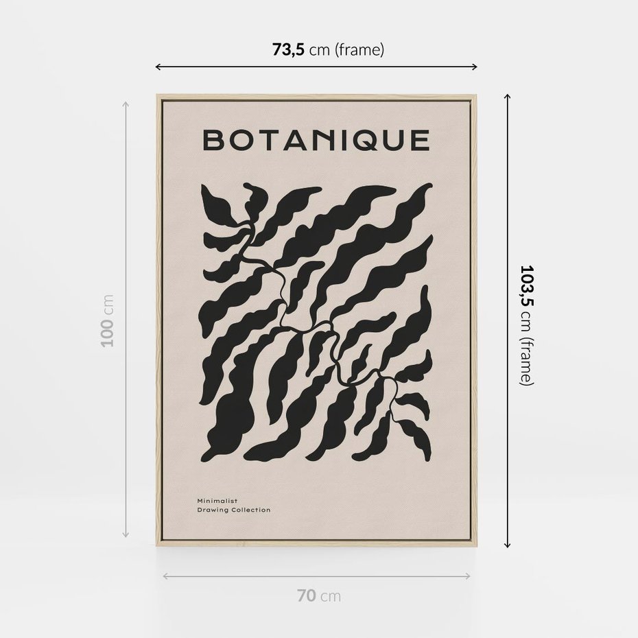 Obraz w ramie 70x100 - Księga Odbić - abstrakcyjne liśćie, roślinne motywy - rama drewno