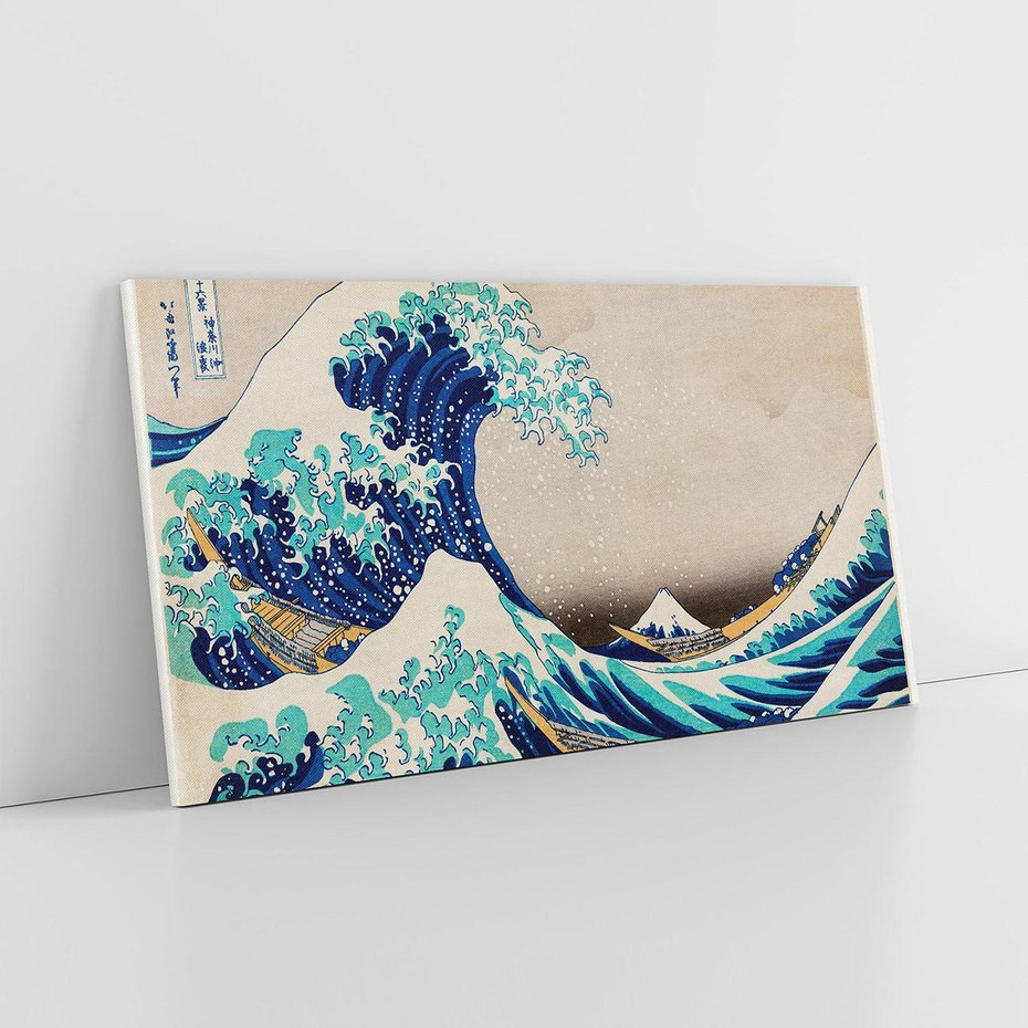 Obraz na płótnie 120x60 - "Wielka Fala u wybrzeży Kanagawy" Katsushiki Hokusai - Reprodukcja - reprodukcja, obraz na płótnie