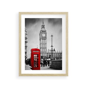 Plakat w ramie 50x70 - Ikoniczny Big Ben w Londynie - Big Ben, Londyn - rama drewno