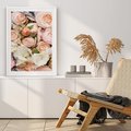 Plakat bez ramy 30x40 - Kwiatowy Rarytas: Róże w Herbacianym Zbliżeniu - kwiaty, herbaciane