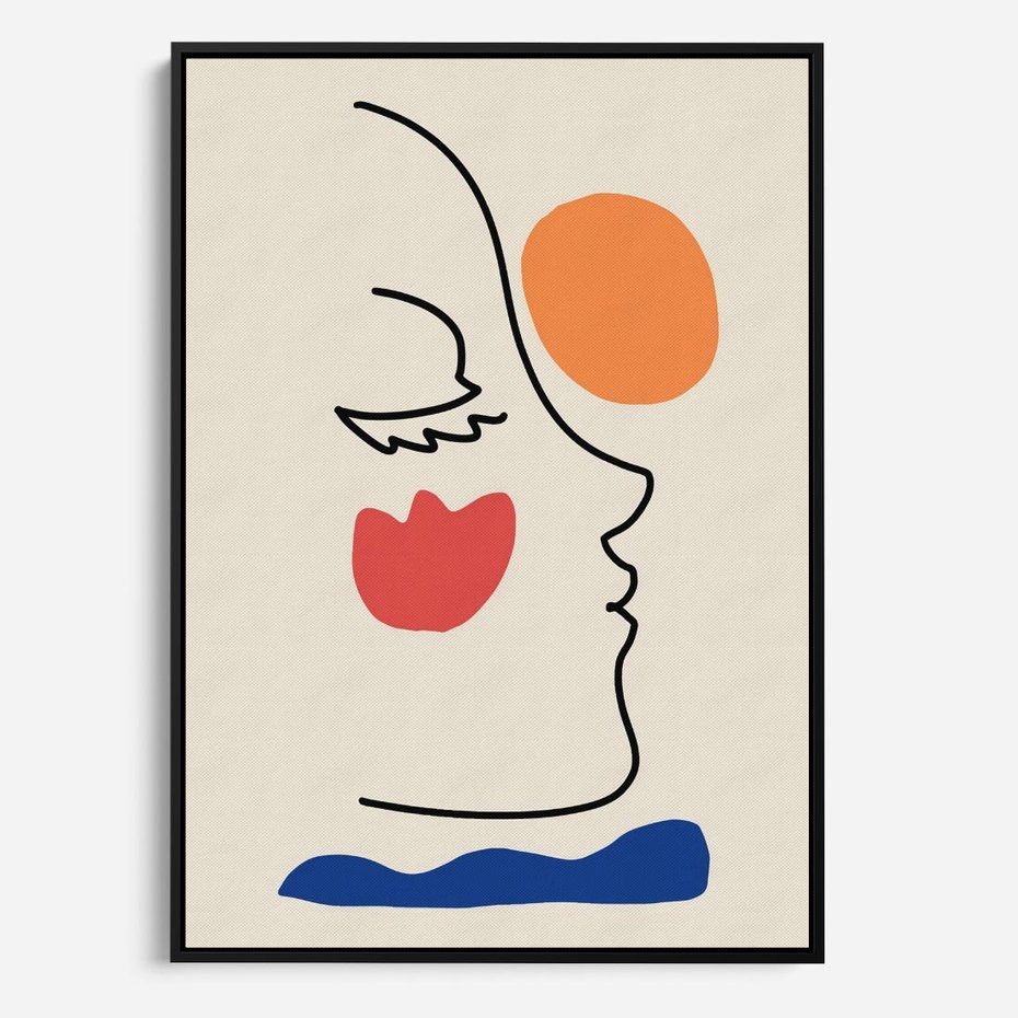 Obraz w ramie 70x100 - Taniec Przenikających Plam - abstrakcyjny obraz, przypomina twarz - rama czarna