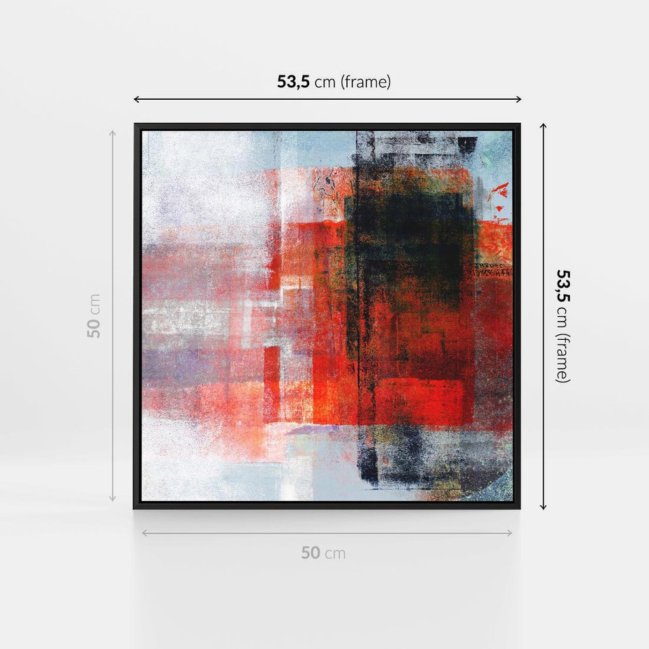 Obraz w ramie 50x50 - Burza Emocji - wyrazista abstrakcyjna sztuka, dramatyzm - rama czarna