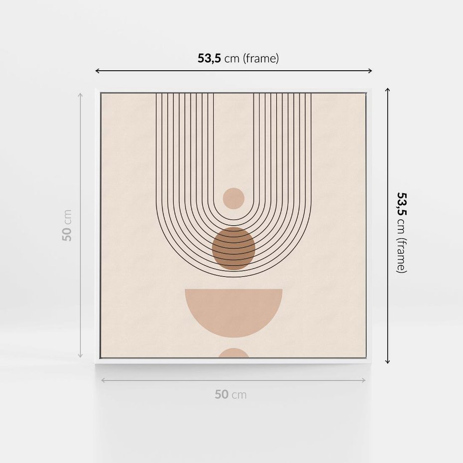 Obraz w ramie 50x50 - Strukturalne Kształty Postępu - boho plakat, minimalizm - rama biała