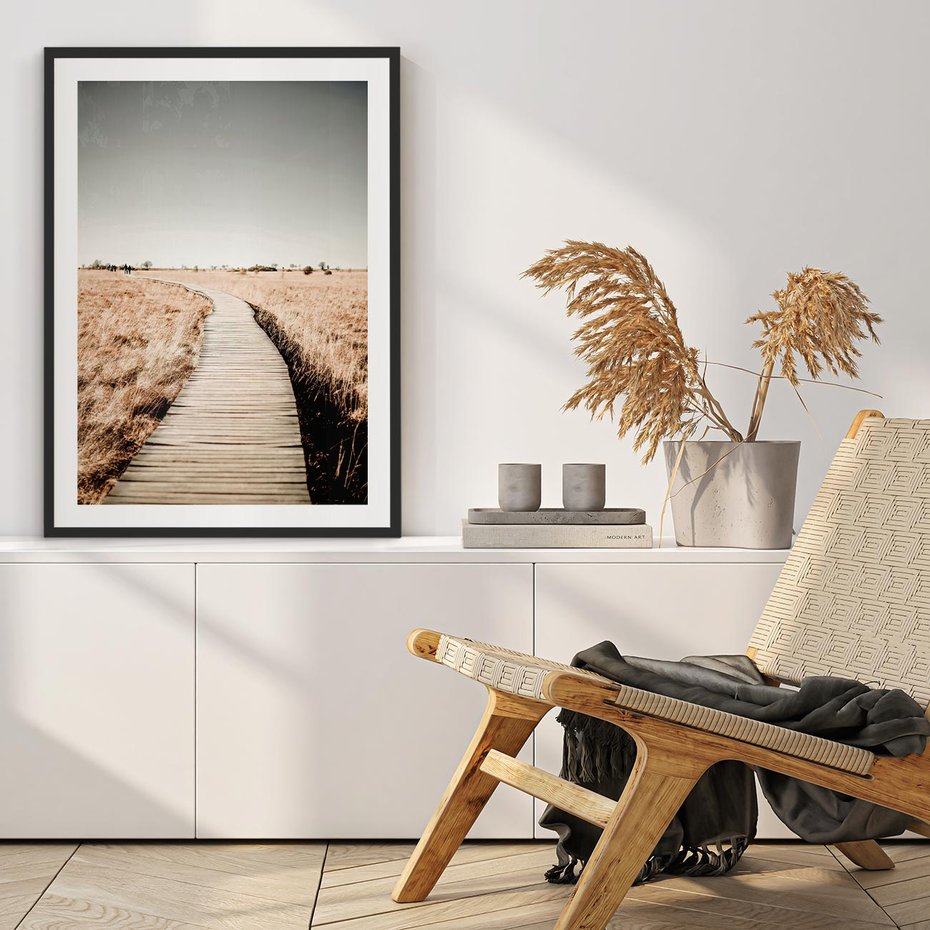 Plakat bez ramy 50x70 - Spacer Ścieżką w Suchych Trawach - ścieżka wśród suchych traw