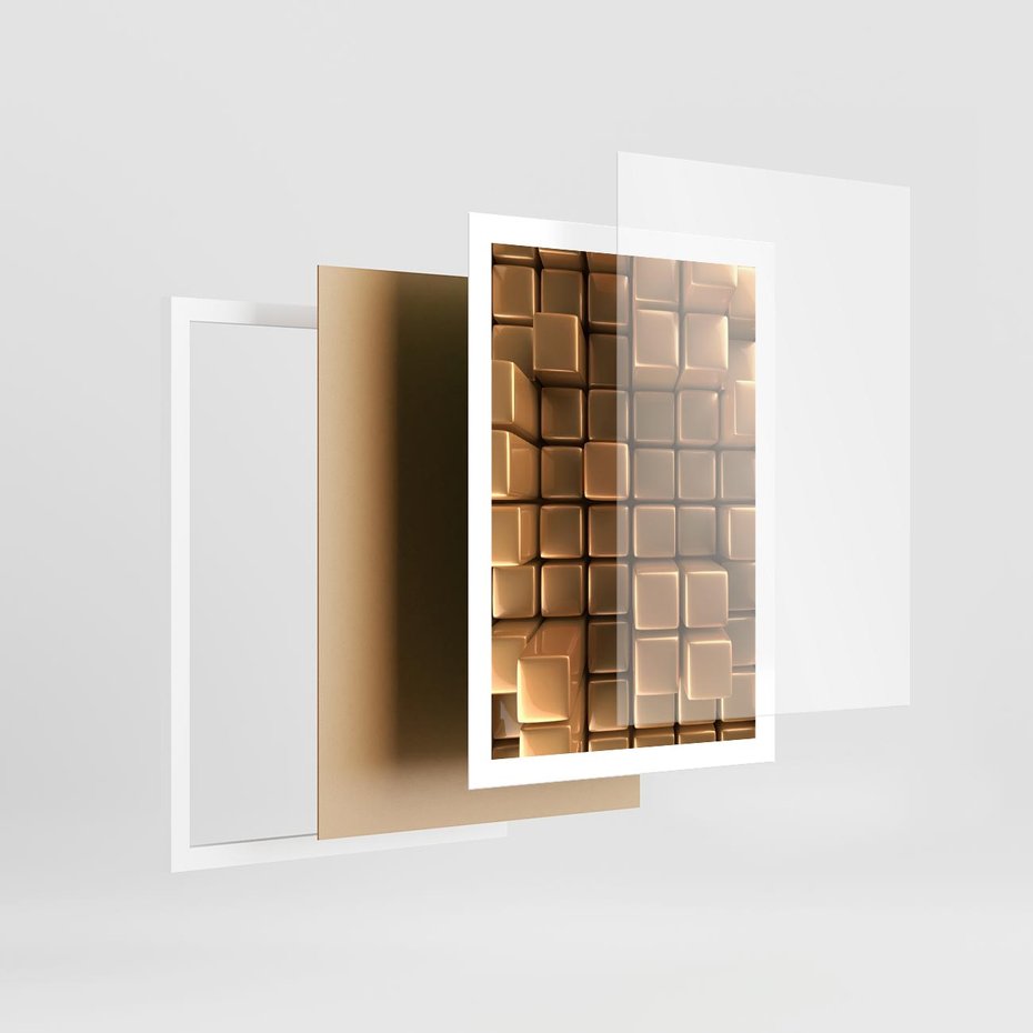 Plakat w ramie 50x70 - Błyszcząca Elegancja - złoto, 3d - rama biała