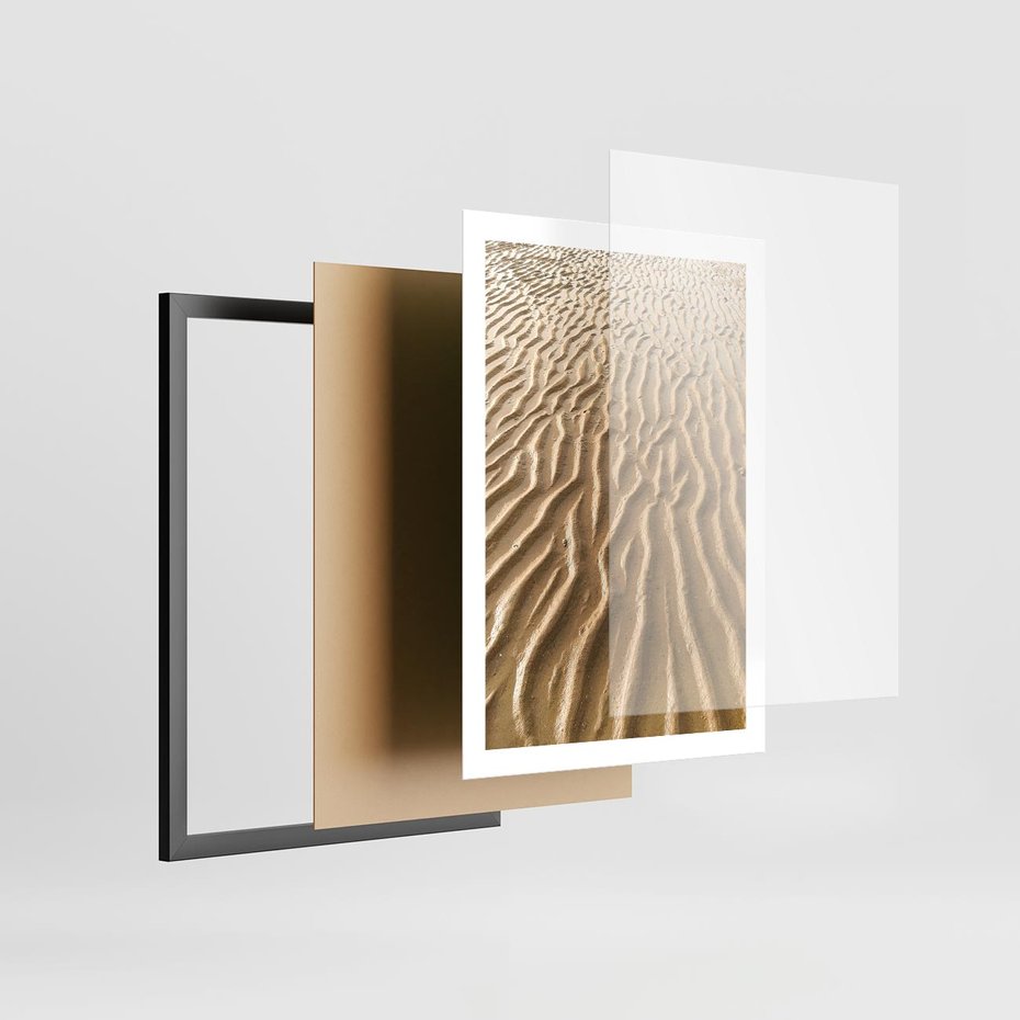 Plakat w ramie 50x70 - Piasek i Nieskończoność - pustynia, piasek - rama czarna