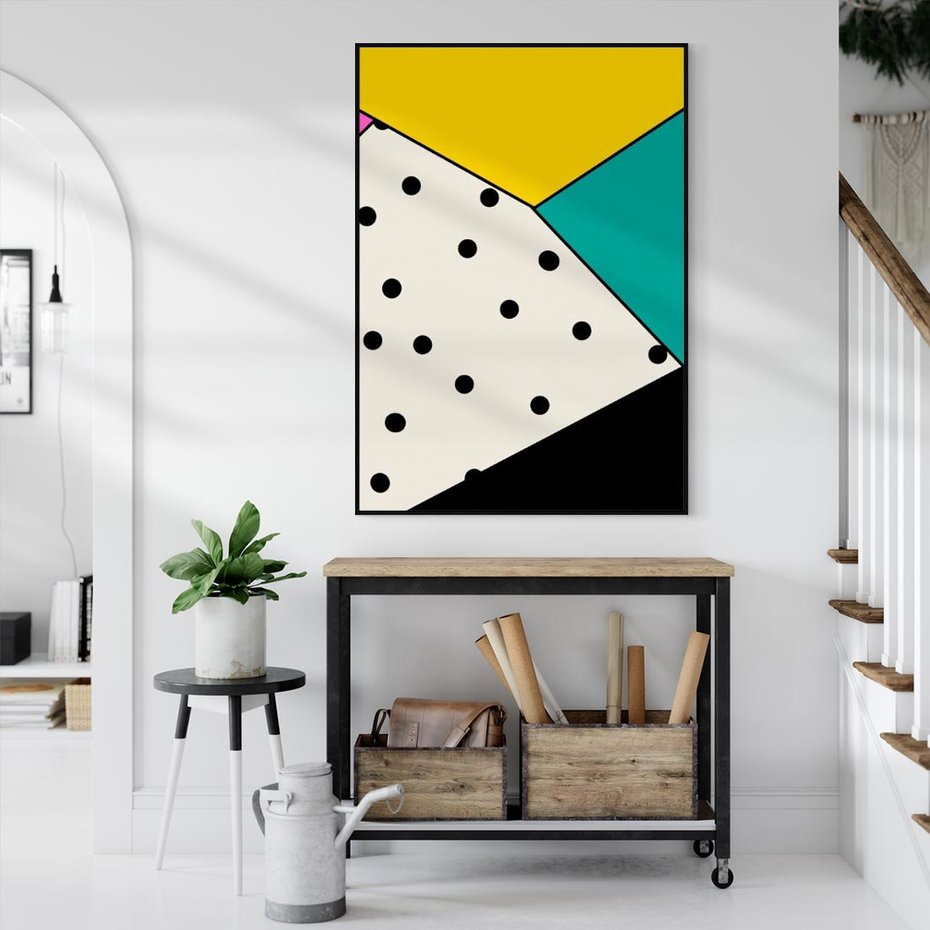 Obraz w ramie 70x100 - Wesołe Geometryczne Kształty - geometryczne kształty, abstrakcja - rama czarna