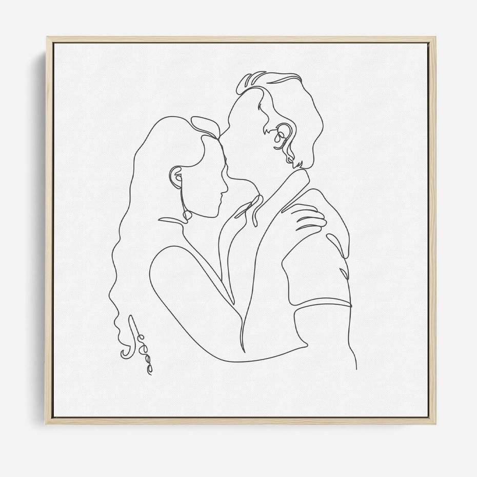 Obraz w ramie 50x50 - Wewnętrzne Emocje - para zakochanych, kobieta i mężczyzna - rama drewno