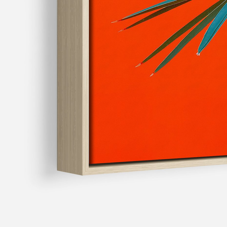 Obraz w ramie 50x70 - Egzotyczny Urok - liście, palma - rama drewno