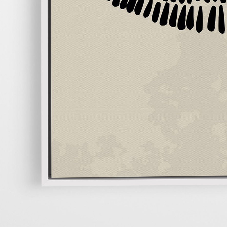 Obraz w ramie 80x120 - Kontury Ewolucji Materii - boho plakat, czarne kropki kreski - rama biała