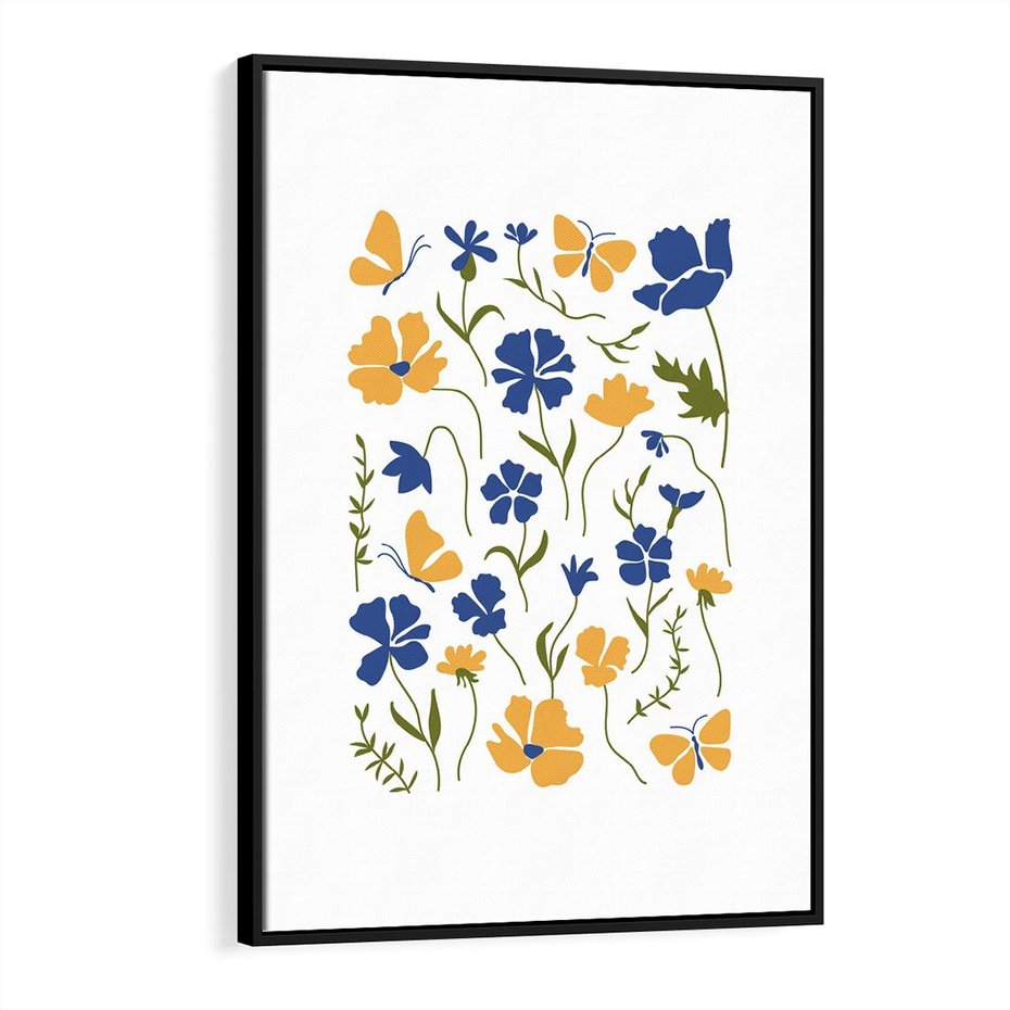 Obraz w ramie 70x100 - Odgłosy Wizji - kwiaty, sztuka nowoczesna - rama czarna