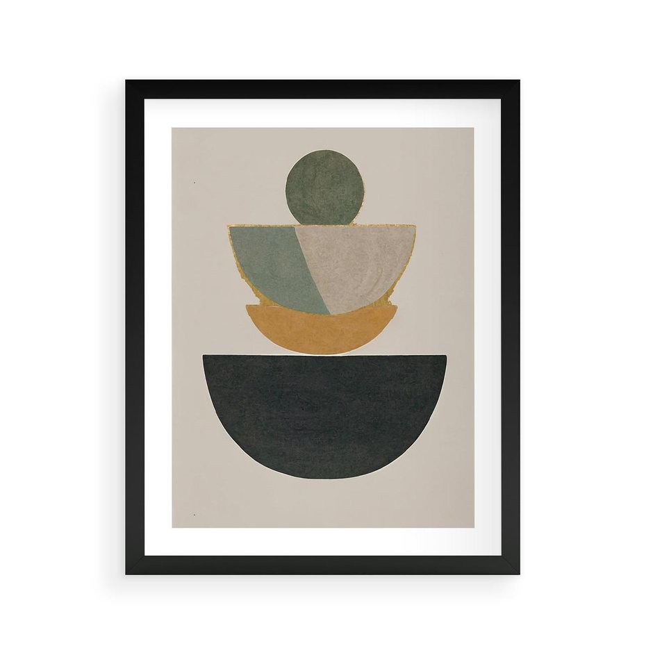 Plakat w ramie 40x50 - Podróżne Refleksyjne Odbicia - abstrakcyjny obraz, kolory ciepłe - rama czarna