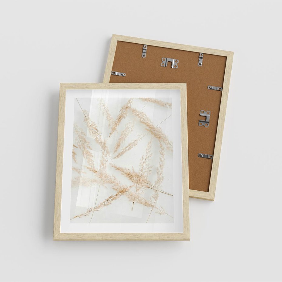 Plakat w ramie 40x50 - Pampas w Stylu Boho: Kompozycja Natury - suche trawy, pampas - rama drewno