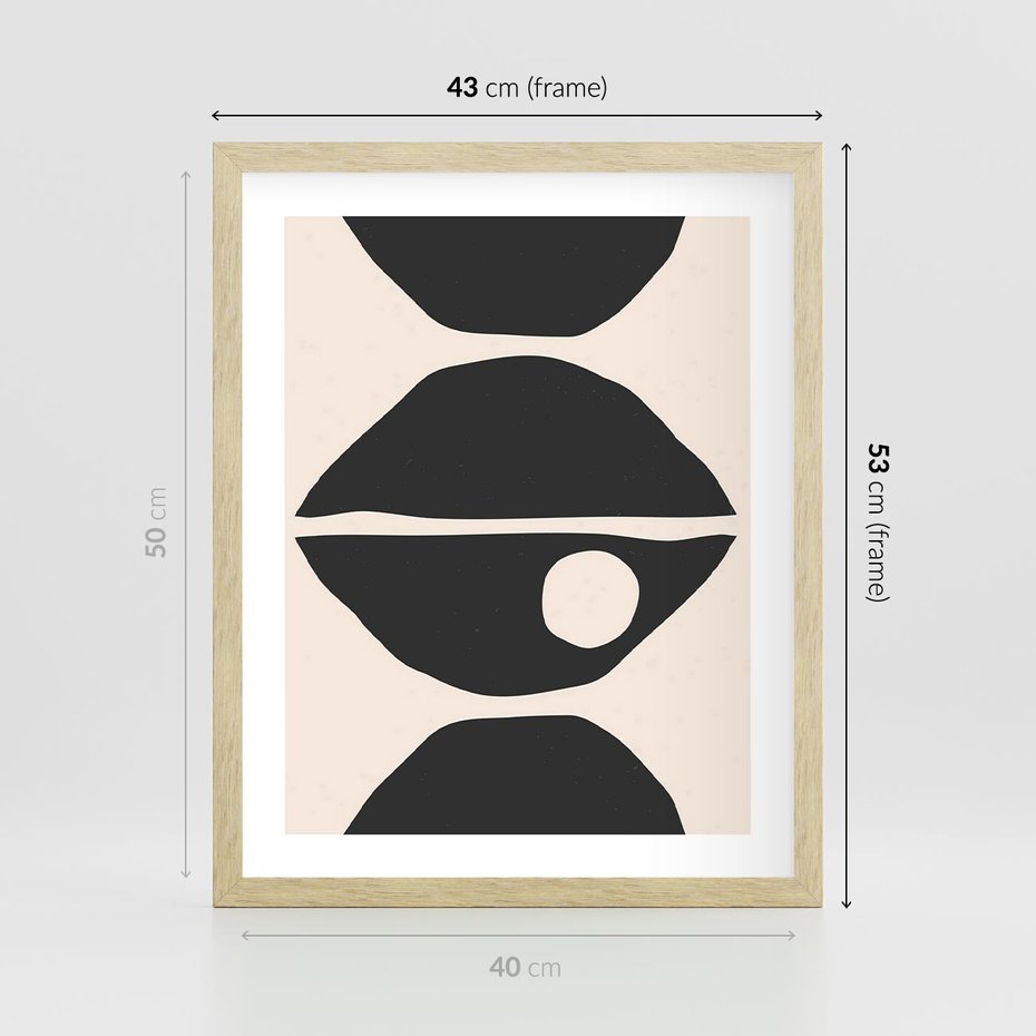 Plakat w ramie 40x50 - Nowoczesna Sztuka na Beżowym Tle - nowoczesna sztuka, abstrakcja - rama drewno