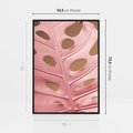 Obraz w ramie 50x70 - Różowa monstera w pełnym rozkwicie - różowa, monstera - rama czarna