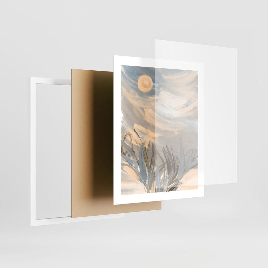 Plakat w ramie 40x50 - Światłości Taniec - akwarela, obraz - rama biała