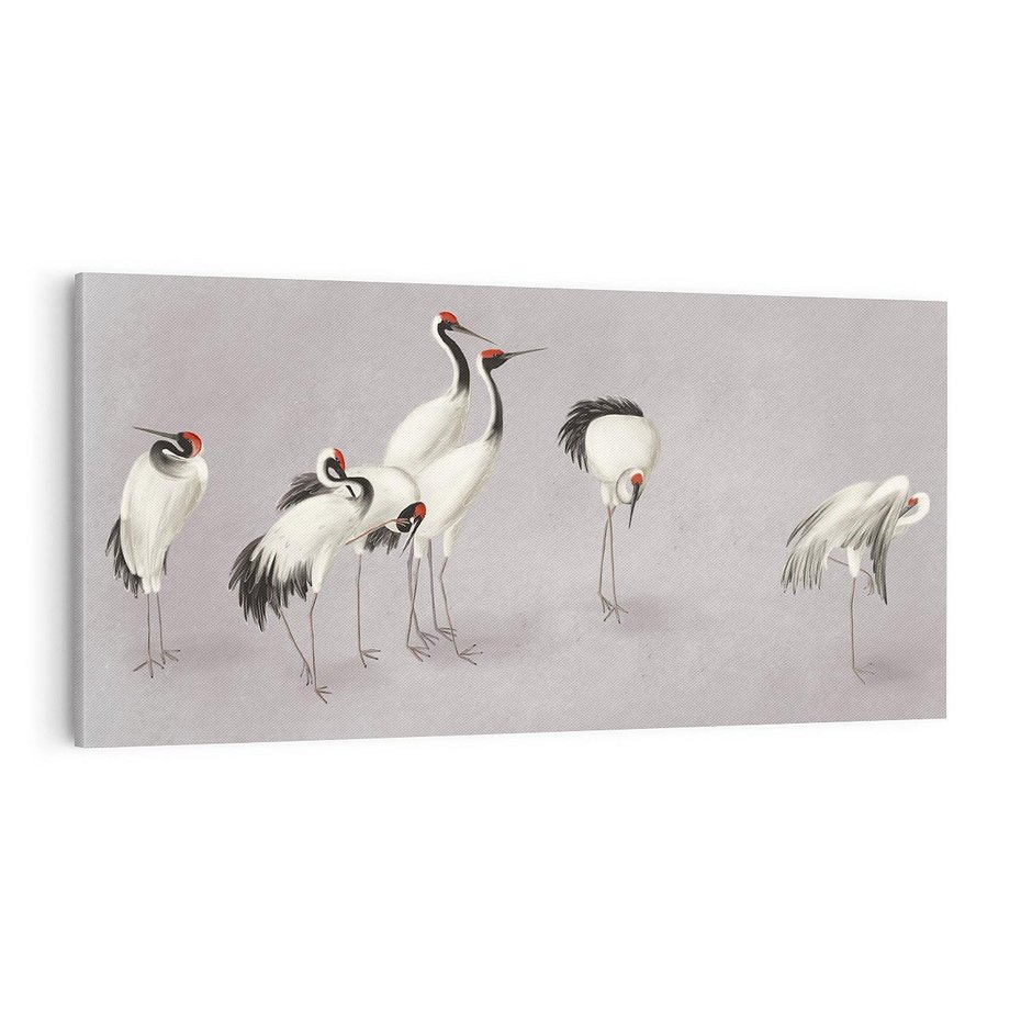 Obraz na płótnie 100x50 - Spojrzenie wstecz w pędzlu - szkic rysunek, japońskie żurawie