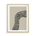 Plakat w ramie 50x70 - Migotliwa Innowacyjna Ekspresja - boho plakat, czarne kropki kreski - rama drewno