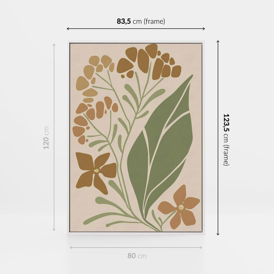 Obraz w ramie 80x120 - Subtelność Utajona - nowoczesny plakat, roślinność - rama biała